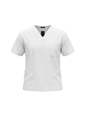 Natural Uniforms Unisex White V-Neck Scrub Top Pockets 3X NWT